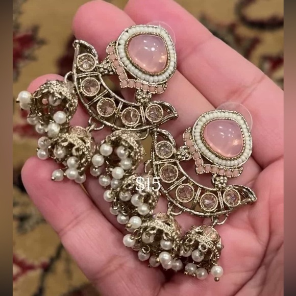 KINZA JEWELERS LUXURY PAKISTANI DESIGNER KUNDANPRECIOUS STONE EARRINGS BRIDAL